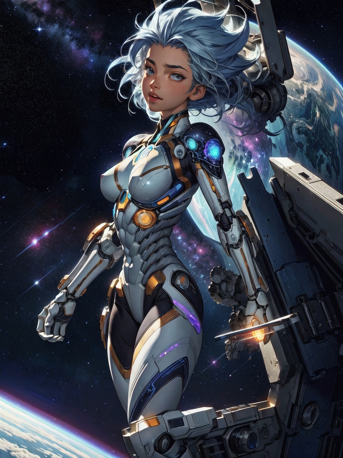<lora:more_details:0.7777777777>
biomechanical cosmic female in space
small breasts
galactic nebula translucent half-trans...